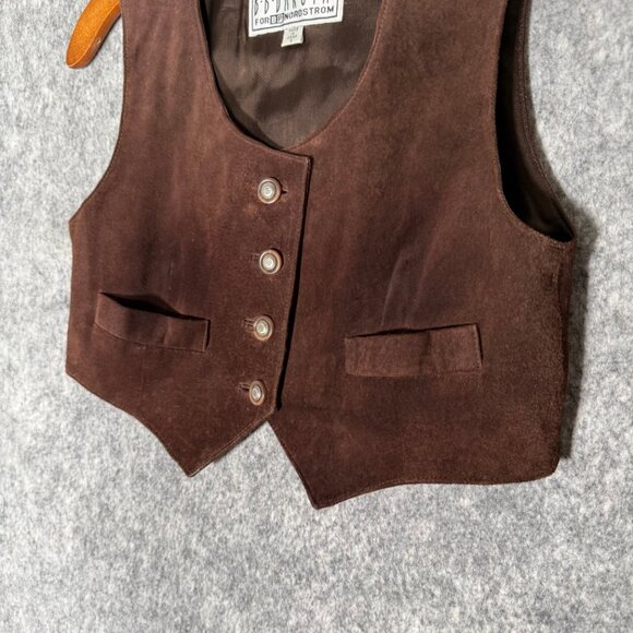 Vintage BB Dakota Brown Suede Leather Vest Cropped Western Festival S - Picture 6 of 8